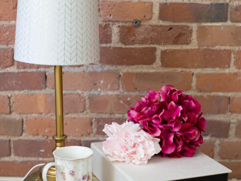 Brass-Finish Table Lamp with Fabric Shade