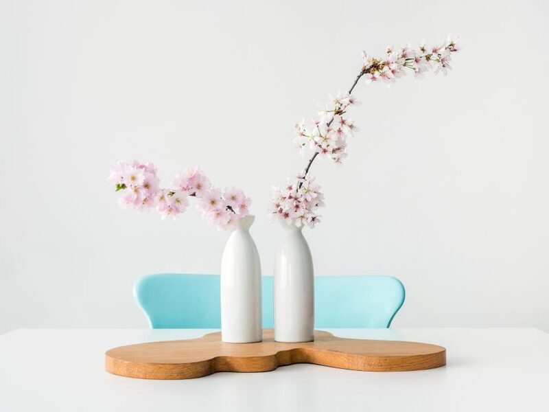White Ceramic Bud Vase Pair